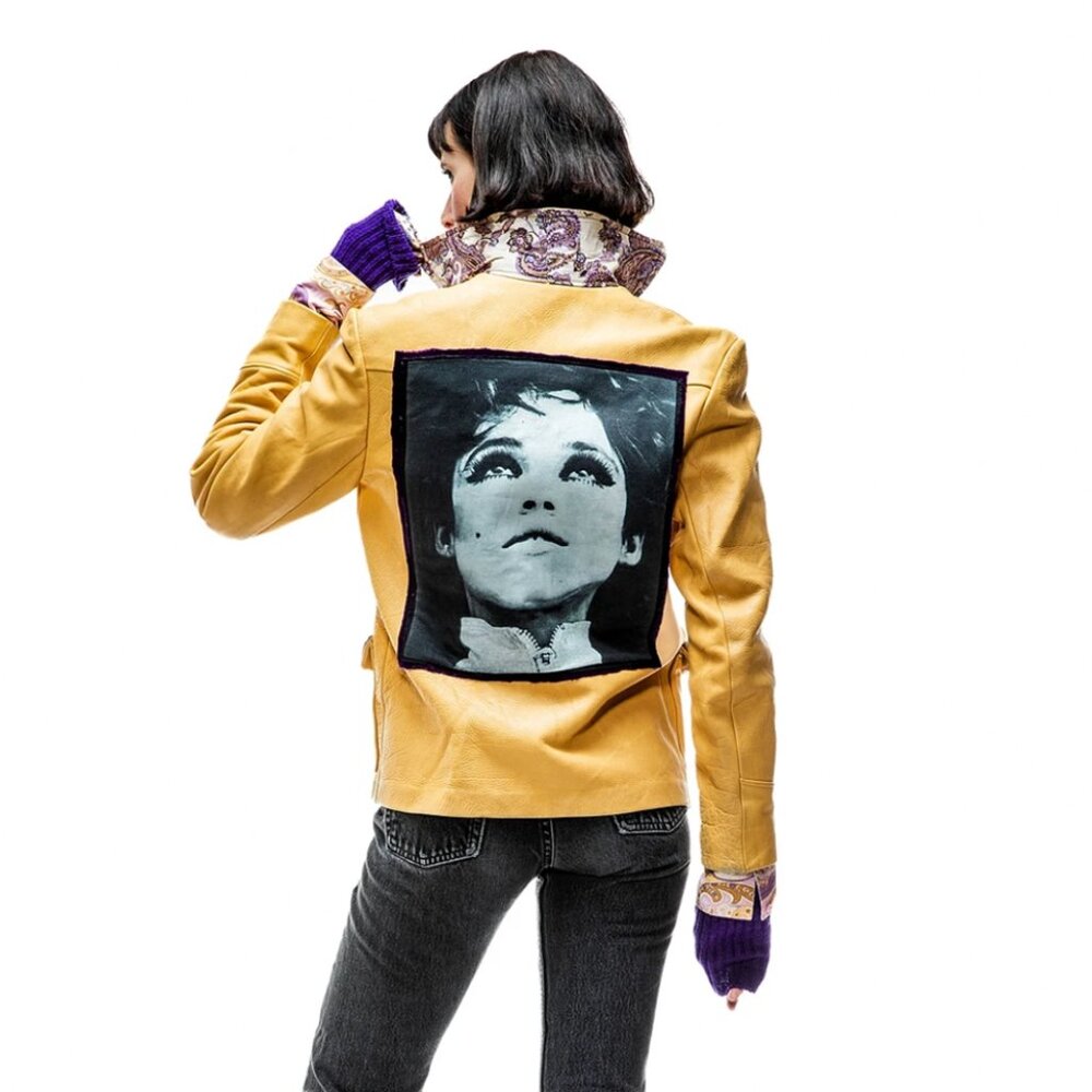 Vintage Leather Jacket w/Classic Edie Sedgwick Patch, Custom Sleeves and Accents - Picture 3 of 11